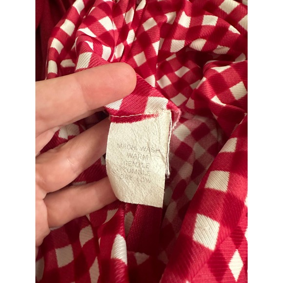 Vintage 60s 70s Red Check Skater Accordion Pleated Dagger Collar Mod Red Dress - Picture 9 of 15